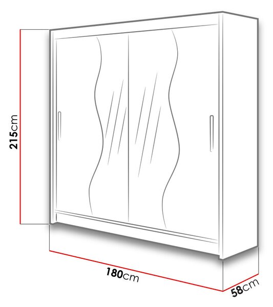 Šatní skříň 180 cm se zrcadlem a LED osvětlením OSPINO - bílá