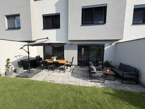 Zahradní set KOMPLET 3v1 – jídelní set, lounge set a slunečník