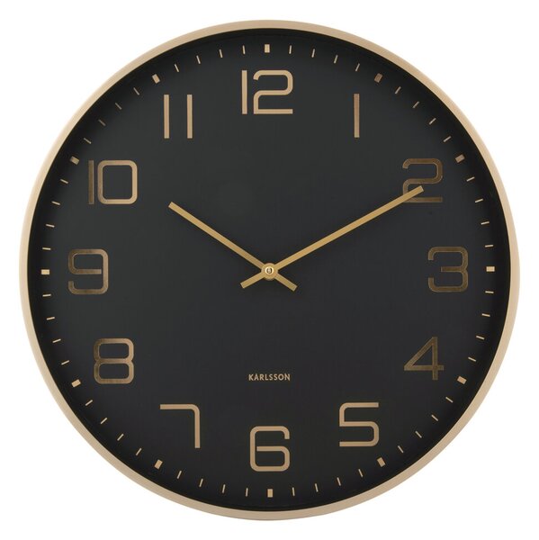 Nástěnné hodiny ELEGANCE GLOW, Ø 40 cm, černé