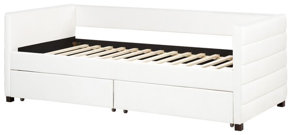 Denní postel s úložným prostorem Umělý samet MARRAY II 90 x 200 cm Krémově bílá