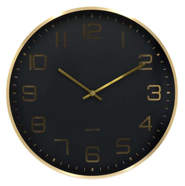 Nástěnné hodiny ELEGANCE GLOW, Ø 40 cm, černé