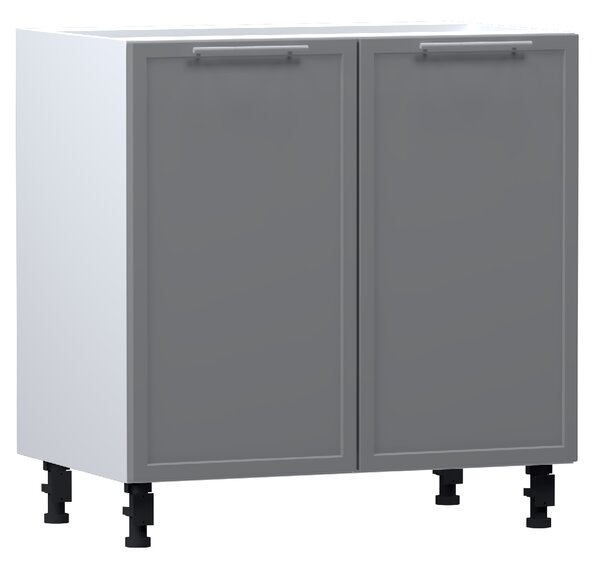 Dvoudveřová kuchyňská skříňka ARACY - šířka 80 cm, šedá / bílá, nožky 10 cm