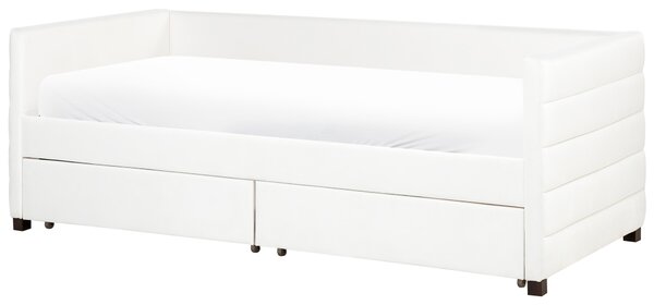Denní postel s úložným prostorem Umělý samet MARRAY II 90 x 200 cm Krémově bílá