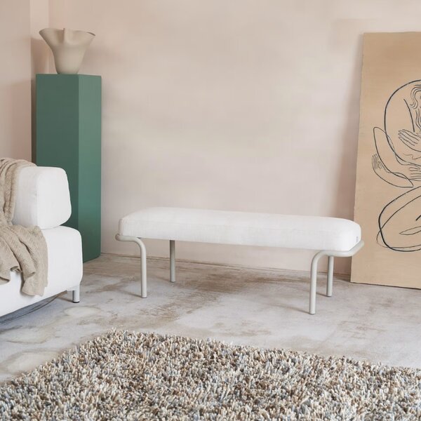 Světle šedá čalouněná lavice Kave Home Compo 130 cm
