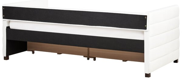 Denní postel s úložným prostorem Umělý samet MARRAY II 90 x 200 cm Krémově bílá