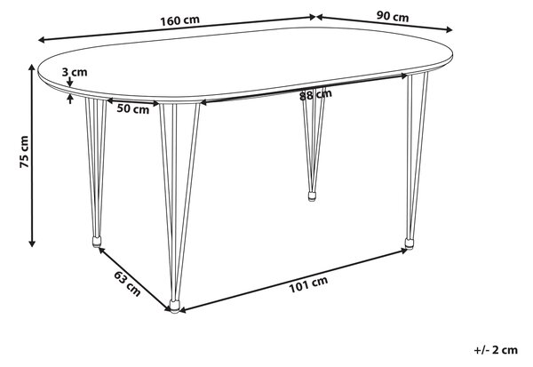 Jídelní stůl CAVELL Světle hnědá 160 cm 90 cm