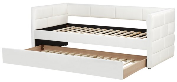 Rozkládací postel Umělý samet CHAVONNE II 90 x 200 cm Krémově bílá