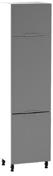 Vysoká skříň na vestavnou lednici ARACY - šířka 60 cm, šedá / bílá, nožky 15 cm