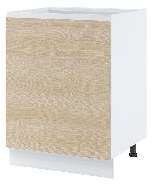 Kuchyňská skříňka s policí IRENA - šířka 60 cm, dub lindberg / bílá, nožky 10 cm