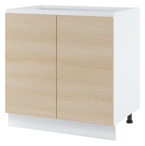 Dvoudveřová kuchyňská skříňka IRENA - šířka 80 cm, dub lindberg / bílá, nožky 15 cm