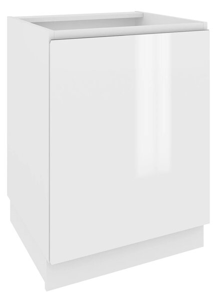 Kuchyňská skříňka s policí IRENA - šířka 60 cm, lesklá bílá / bílá, nožky 10 cm