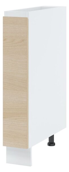 Výsuvná skříňka IRENA - šířka 15 cm, dub lindberg / bílá, nožky 15 cm