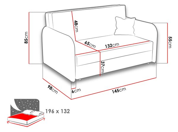 Dvoumístná rozkládací pohovka BELA LOFT 3 - šedá
