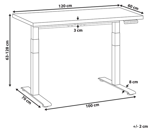 Elektricky výškově nastavitelný pracovní stůl DESTINES Černá/Světle hnědá 120 cm 72 cm