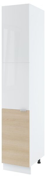 Potravinová skříň IRENA - šířka 40 cm, dub lindberg / lesklá bílá, nožky 10 cm