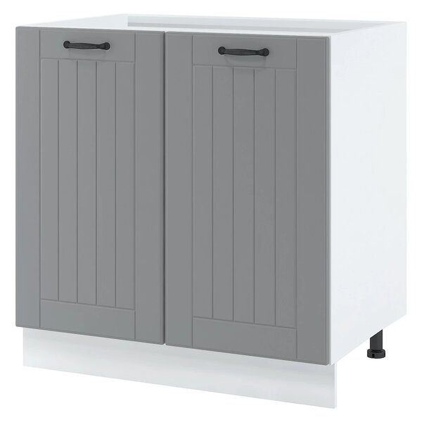 Dvoudveřová kuchyňská skříňka LESJA - šířka 80 cm, šedá / bílá, nožky 10 cm