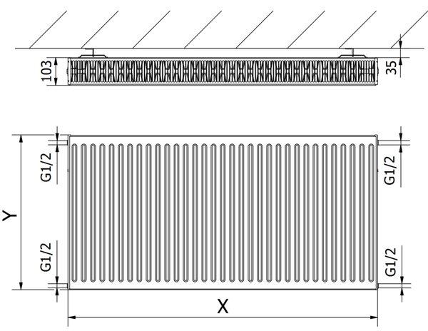Mexen C22, panelový radiátor 600 x 400 mm, boční připojení, 661 W, antracitová, W422-060-040-66