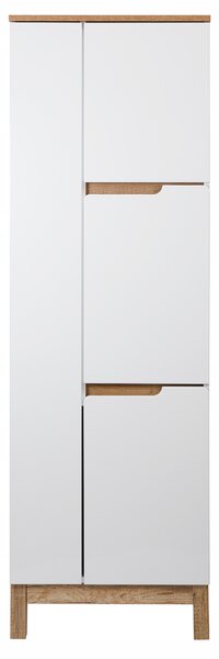 Koupelnový sloupek Astor bílý lesk, 4-dveřový, 55,5x171x35,6 cm, MDF deska