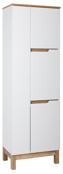 Koupelnový sloupek Astor bílý lesk, 4-dveřový, 55,5x171x35,6 cm, MDF deska