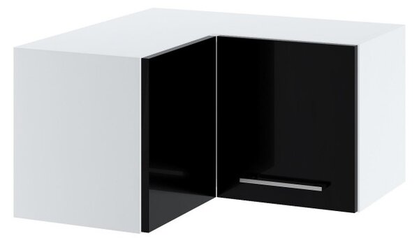 Horní rohová skříňka ZAHARA - šířka 60 cm, lesklá černá / bílá