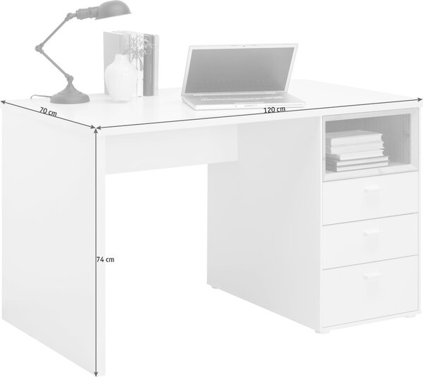 PSACÍ STŮL, bílá, barvy dubu, 120/70/74 cm Hom`in - Dětské pokoje sestavy