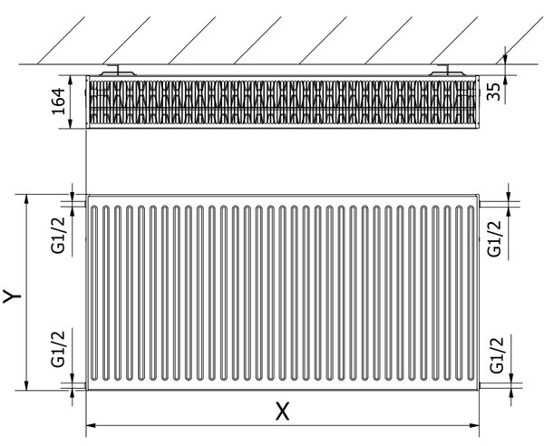 Mexen C33 deskový radiátor 400 x 1000 mm, boční připojení, 1689 W, bílý - W433-040-100-00
