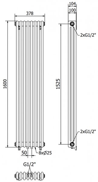 Mexen Denver, topné těleso 1600 x 378 mm, 1487 W, černá, W215-1600-378-00-70