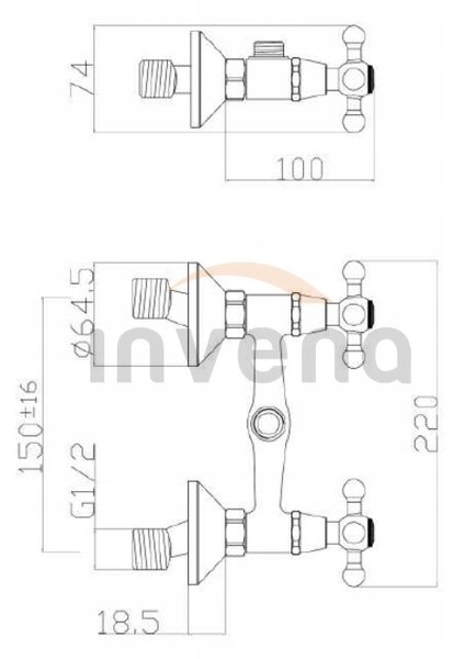 Invena Roma, sprchová baterie s ruční sprchovou sadou, chromová, INV-BN-21-00S-L
