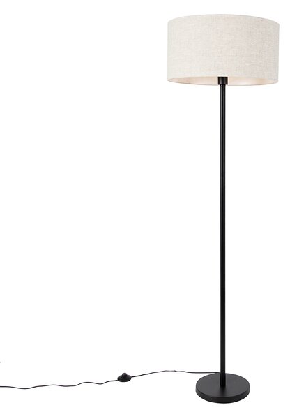Stojací lampa černá s světle šedým stínítkem 50 cm - Simplo