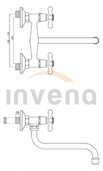 Invena Roma, umyvadlová-dřezová baterie s prodlouženou výlevkou 200mm v typu S, chromová, INV-BC-21-00S-L