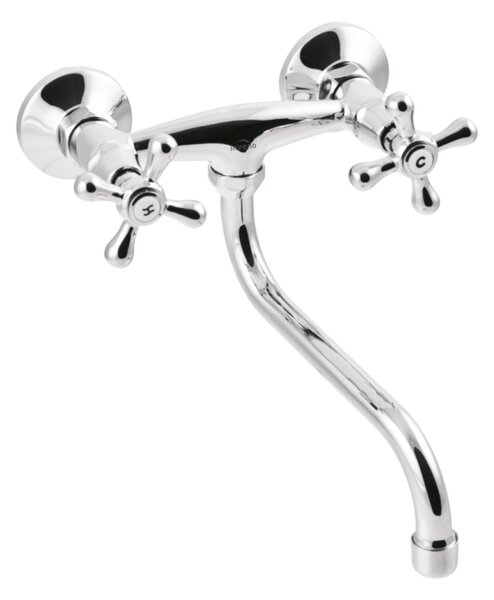 Invena Roma, umyvadlová-dřezová baterie s prodlouženou výlevkou 250mm v typu S, chromová, INV-BC-22-00S-L