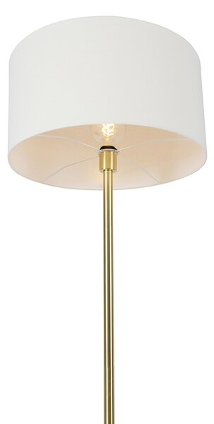 Stojací lampa mosazná s bílým stínítkem 50 cm - Simplo