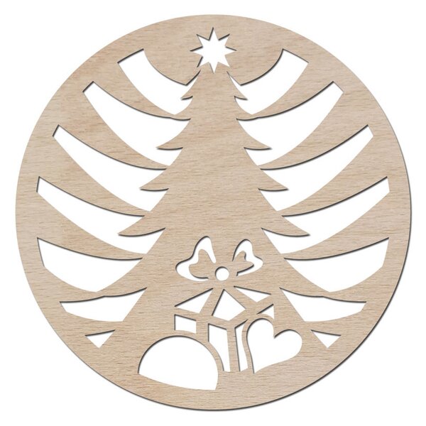 Dřevo života | Angelína Vánoční dřevěné podtácky VÁNOČNÍ STROM | Rozměry Ø: 10 | Barevný dekor: Buk