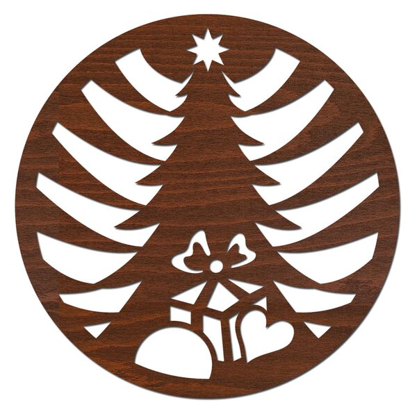 Dřevo života | Angelína Vánoční dřevěné podtácky VÁNOČNÍ STROM | Rozměry Ø: 10 | Barevný dekor: Ořech
