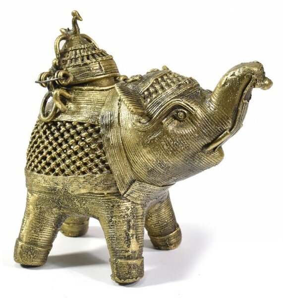 Slon "tribal art", mosazná soška, otevírací, 13cm (6B)