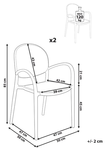 Sada 2 zahradních židlí POVOLETTO Syntetický materiál Černá