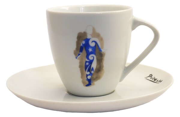 Karlovarský porcelán Šálek Picasso "modrý" na doppio s podšálkem