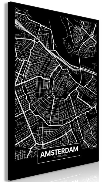 Obraz - Tmavá mapa Amsterdamu 40x60