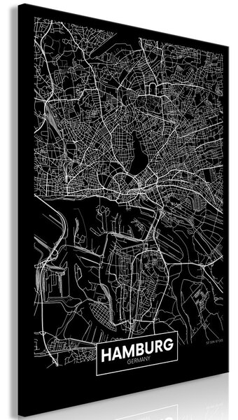 Obraz - Tmavá mapa Hamburku 40x60