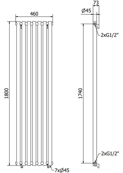 Mexen Texas, topné těleso 1800 x 460 mm, 719 W, bílá, W203-1800-460-00-20