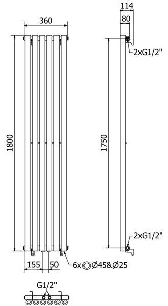 Mexen Nevada, topné těleso 1800 x 360 mm, 705 W, černá, W201-1800-360-00-70