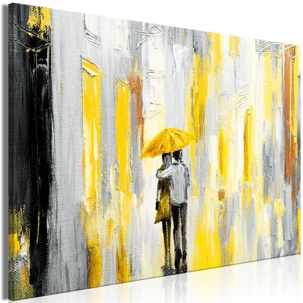 Obraz - Zamilovaný deštník -žlutý 120x80