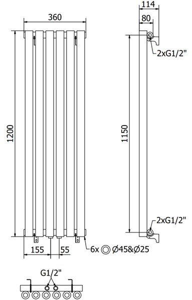 Mexen Nevada, topné těleso 1200 x 360 mm, 483 W, černá, W201-1200-360-00-70