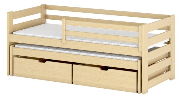 Dětská postel s přistýlkou a úložným prostorem HERMIONA - 80x180, borovice
