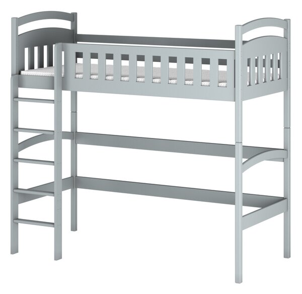 Dětská jednolůžková postel s horním spaním MAAIKE - 90x200, šedá