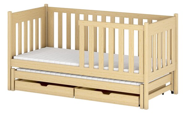 Dětská postel s přistýlkou a úložným prostorem KAENA - 90x200, borovice
