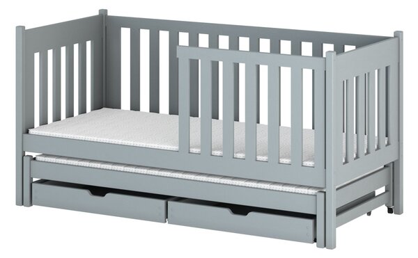 Dětská postel s přistýlkou a úložným prostorem KAENA - 80x200, šedá