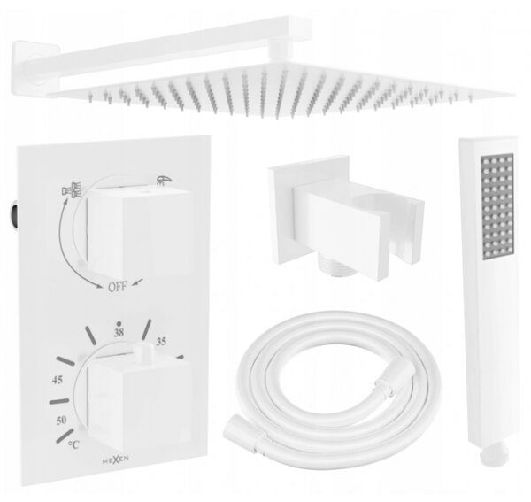 Mexen Cube, podomítková sprchová sada DR02 s dešťovou sprchou 25cm, bílá, 77502DR0225-20