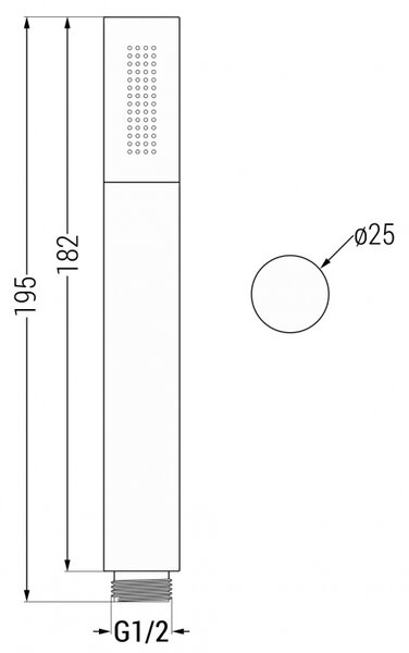 Mexen R-70 sprchová rukojeť 1-funkční, černá - 79570-70