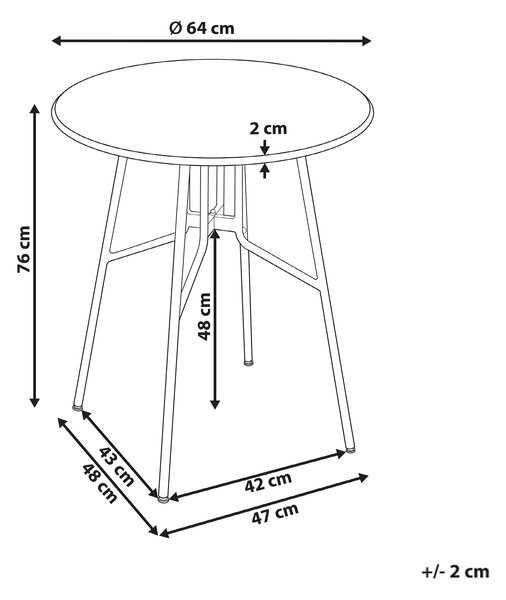 Bistro stolek TALTAL 64 cm 64 cm Kov Šedá